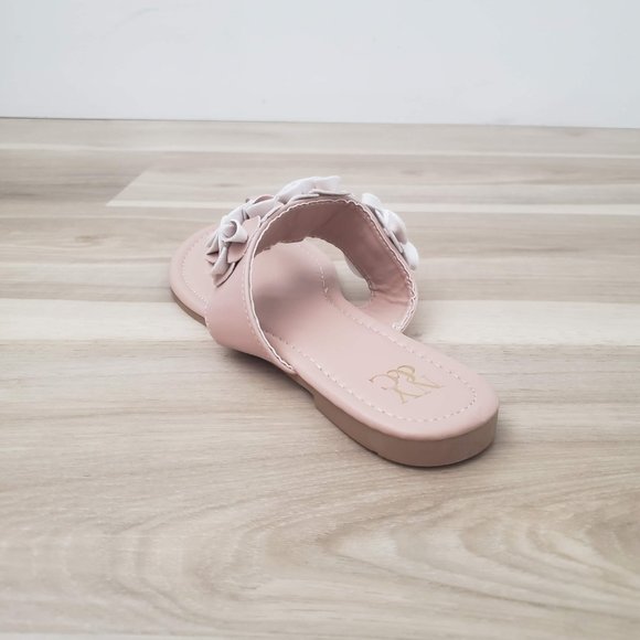 New York & Company Liana Flower Design Flip-Flops Thong Sandals Nude Pink Size 8 - Picture 6 of 10